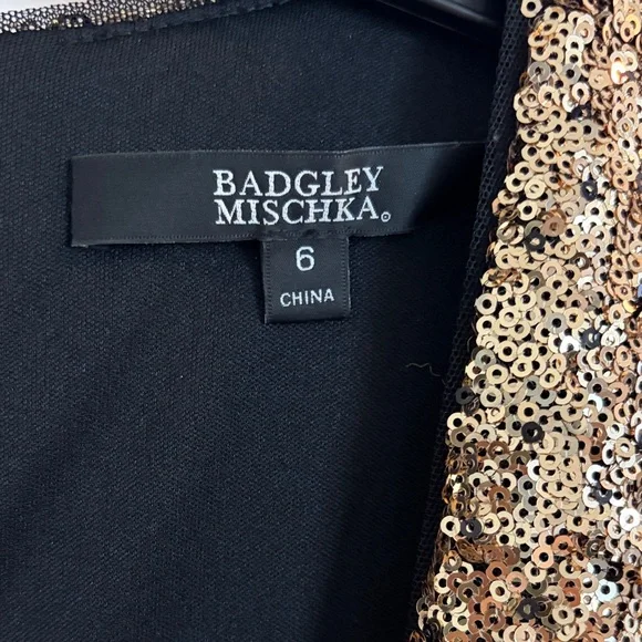 Badgley Mischka Gold Sequin Ombre Cocktail Dress | Size 6 - Picture 5 of 8